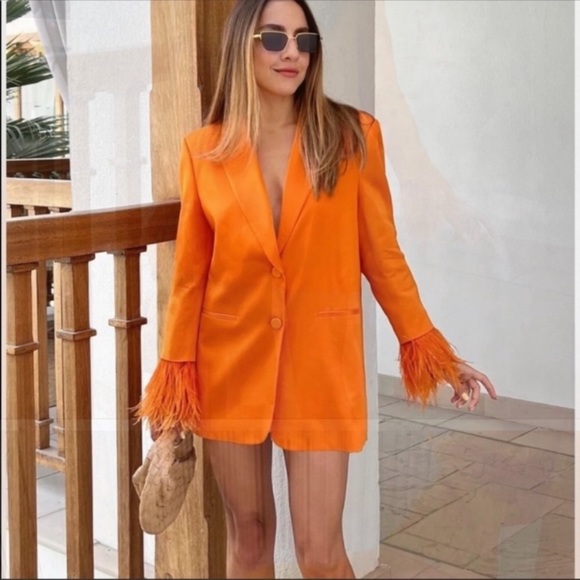 Zara Limited Edition Feathered Blazer Size M - Picture 7 of 17